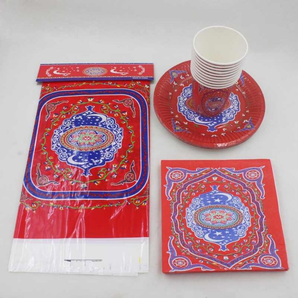 Eid Al-Adha Eid Mubarak Tableware Set Paper Cups Plates and Napkins
